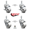 Service Caster Semi Steel Swivel TS Caster w/Roller Bearing-3" Wheels&3/8" Stems-2 w/BRK, 4PK SCC-TS20S315-SSR-381615-2-TLB-2